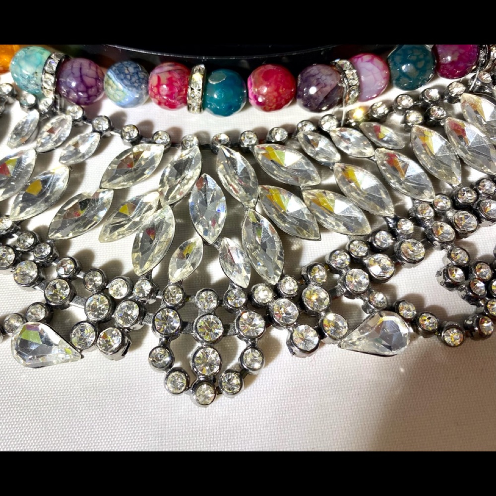 Ultimate Statement Necklace Rhinestone Stones Pro… - image 7